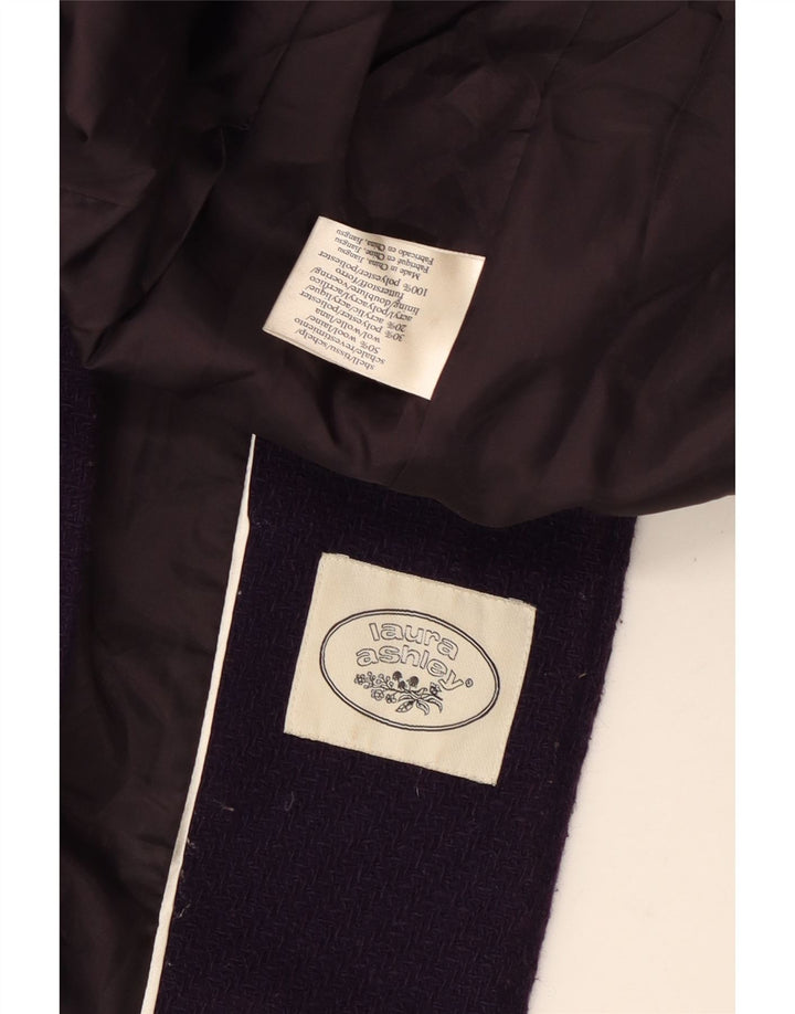 Casaco Duffle feminino com capuz Laura Ashley Reino Unido 14 lã roxa média