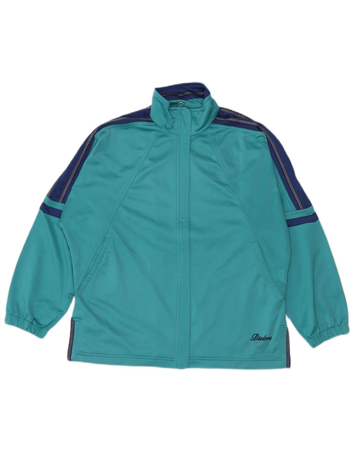 Diadora Womens Tracksuit Top Jacket UK 12 Médio Turquesa Colourblock
