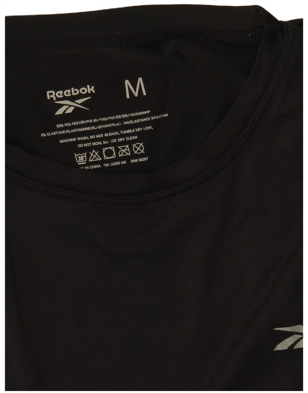 Camiseta masculina Reebok Top médio preto poliéster