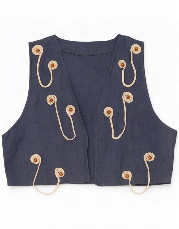 Colete feminino vintage UK 12 médio azul marinho