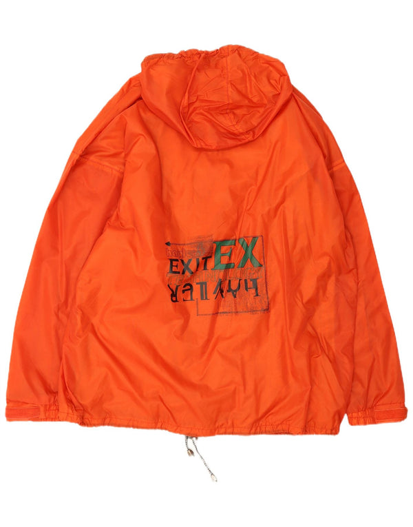 Jaqueta corta-vento masculina vintage com capuz gráfico UK 42 XL laranja esportiva