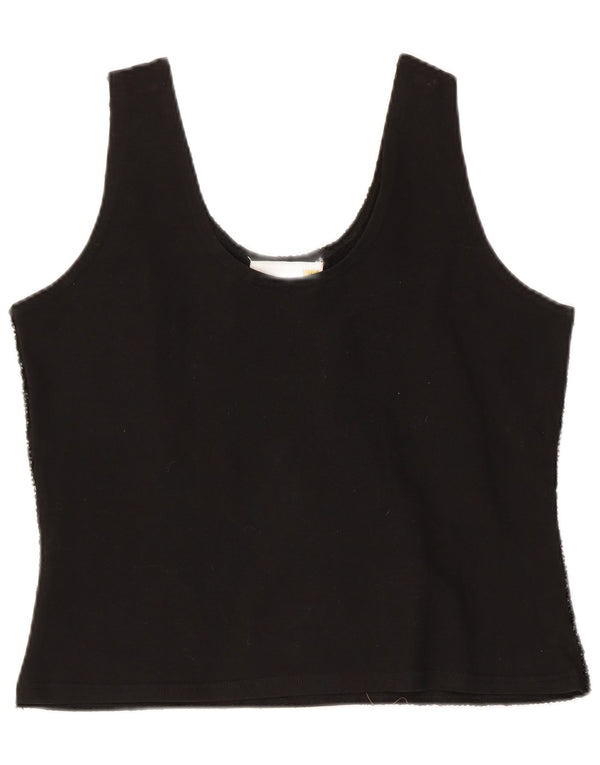 Blusa feminina vintage com estampa abstrata noturna UK 12 preto médio