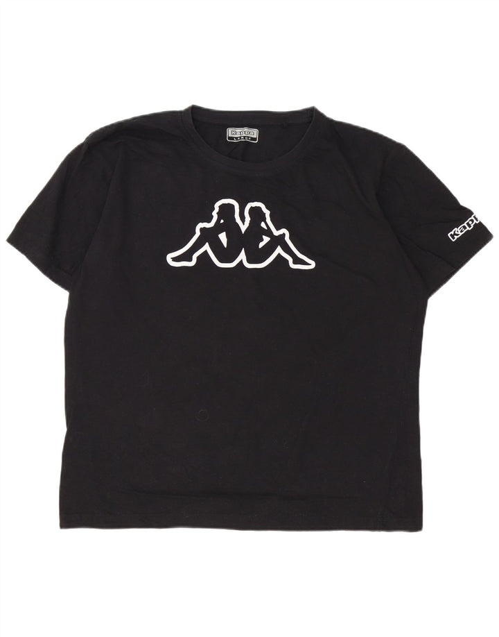Camiseta gráfica masculina Kappa Top grande de algodão preto
