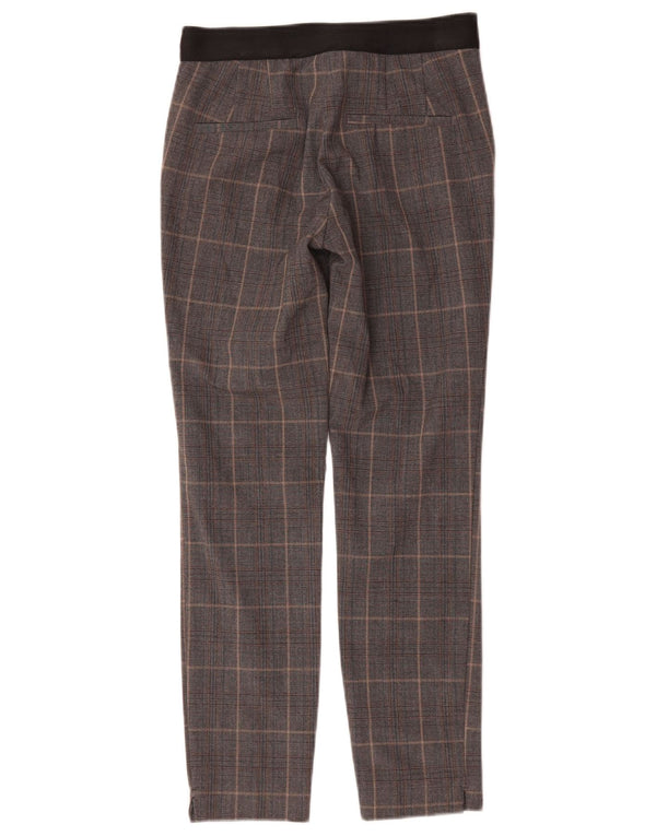 Zara Calça Chino Feminina Slim XS W25 L27 Cinza Xadrez