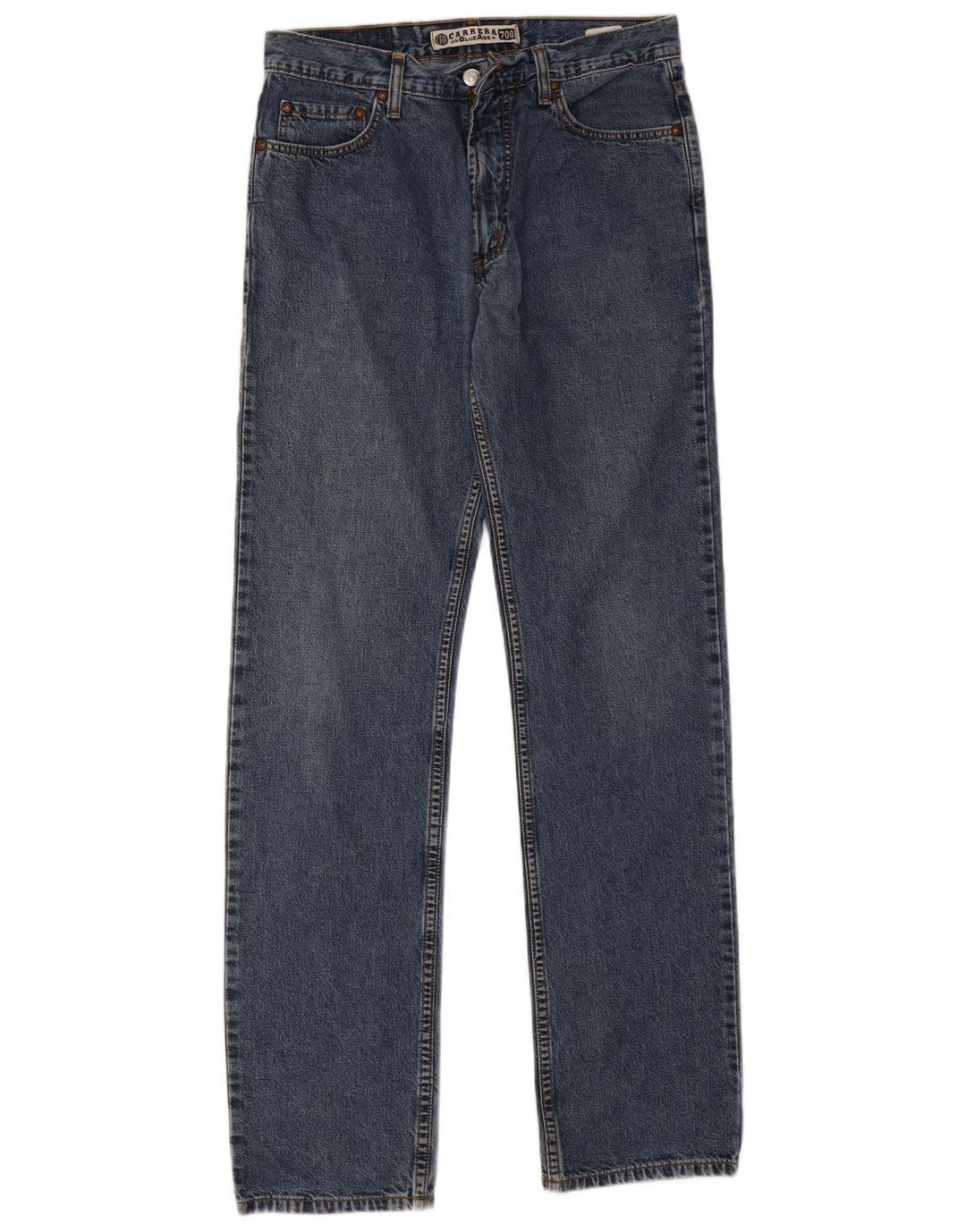 Carrera Mens Straight Jeans W33 L34 Azul Algodão