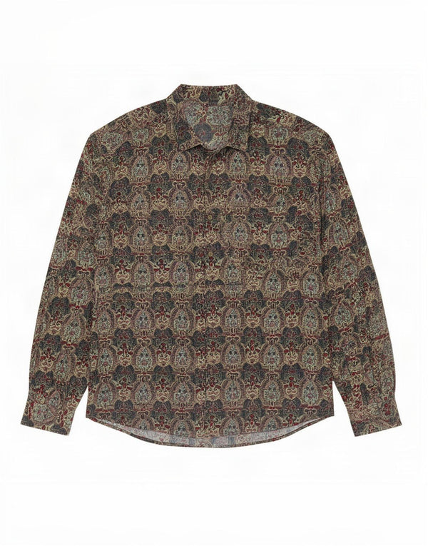 Camisa masculina vintage 2XL viscose floral verde