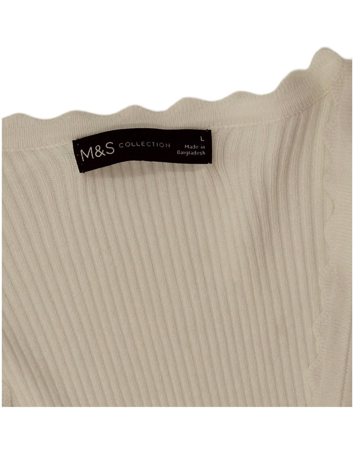 Camiseta feminina Marks & Spencer UK 16 grande viscose branca