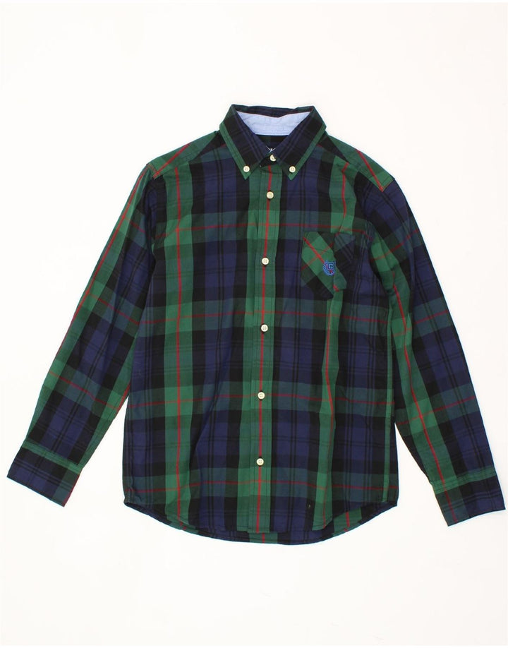 CHAPS Boys Shirt 10-11 Years Medium Green Check Cotton Vintage Chaps and Second-Hand Chaps from Messina Hembry 