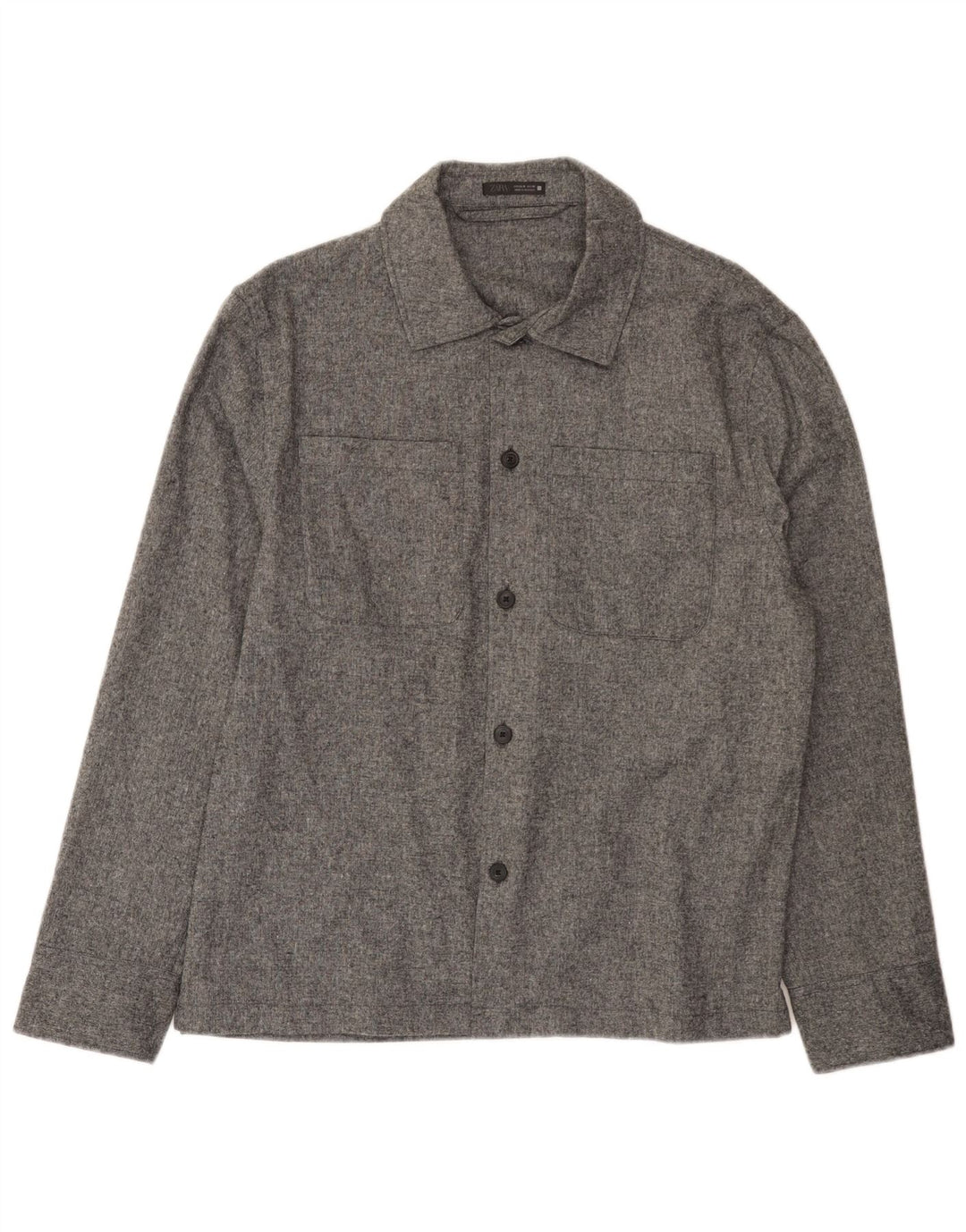 Camisa masculina Zara Overshirt cinza médio acrílico