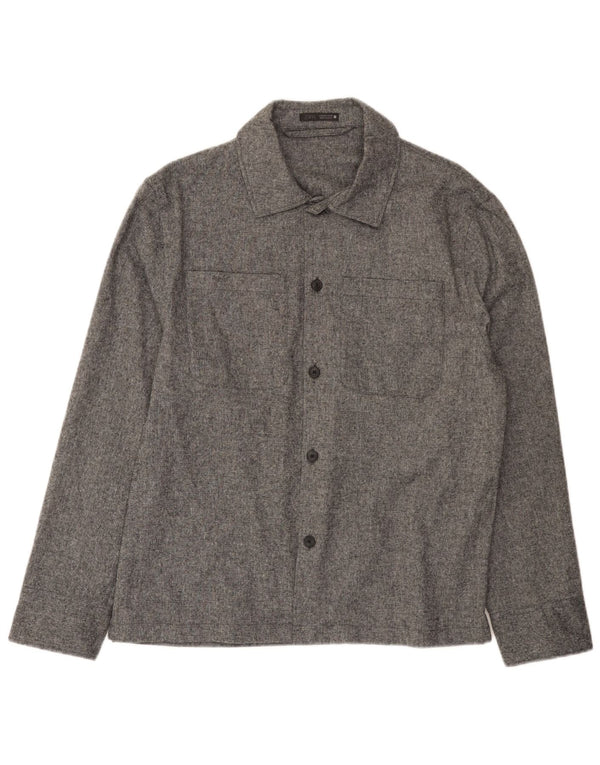 Camisa masculina Zara Overshirt cinza médio acrílico