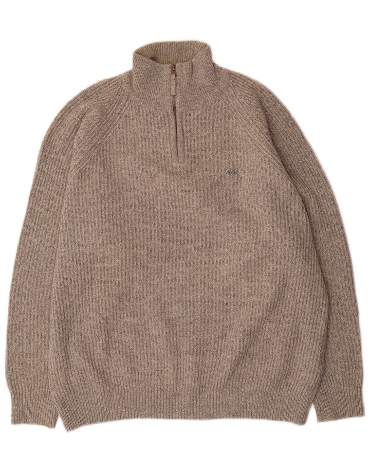 Suéter masculino Kappa com zíper e gola XL de lã cinza