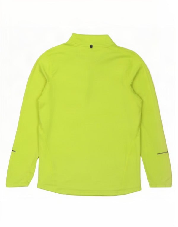 Nike Mens Dri Fit Zip Neck Top Manga Longa Pequeno Poliéster Amarelo