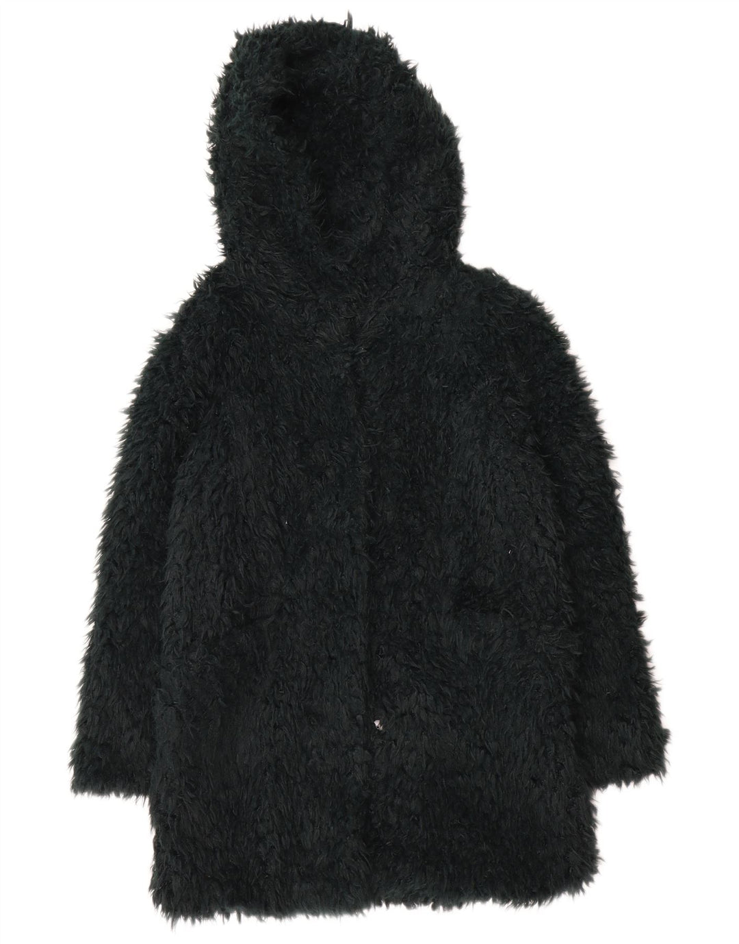 Sobretudo feminino Teddy com capuz Zara Reino Unido 14 verde médio