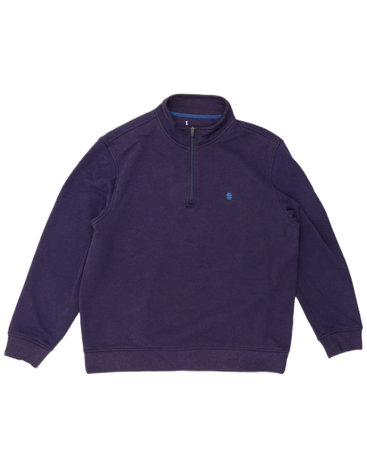 ADVANTAGE Suéter masculino com zíper e gola grande poliéster azul marinho