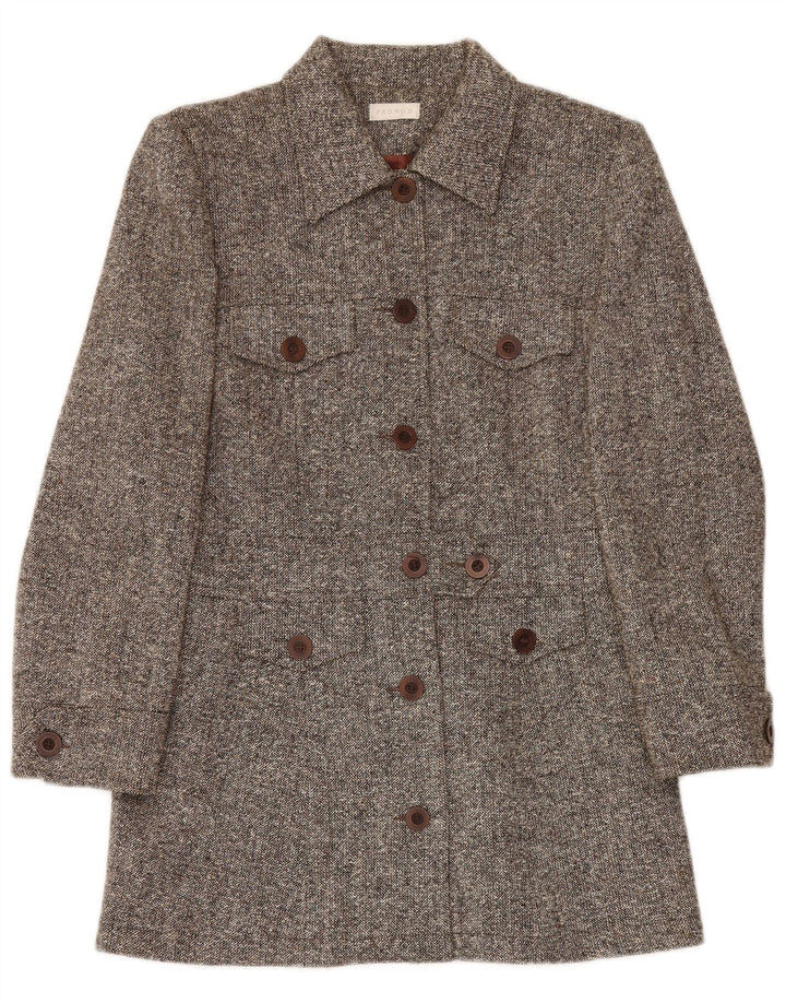 Sobretudo feminino Promod UK 12 algodão manchado cinza médio