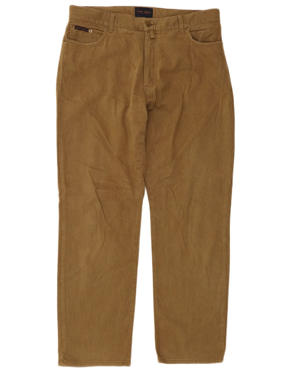 Calça masculina reta casual Gant W40 L34 algodão cáqui