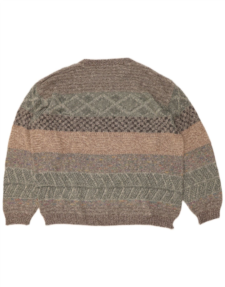 Suéter masculino Darwin com gola redonda tamanho 52 listrado grande multicolorido