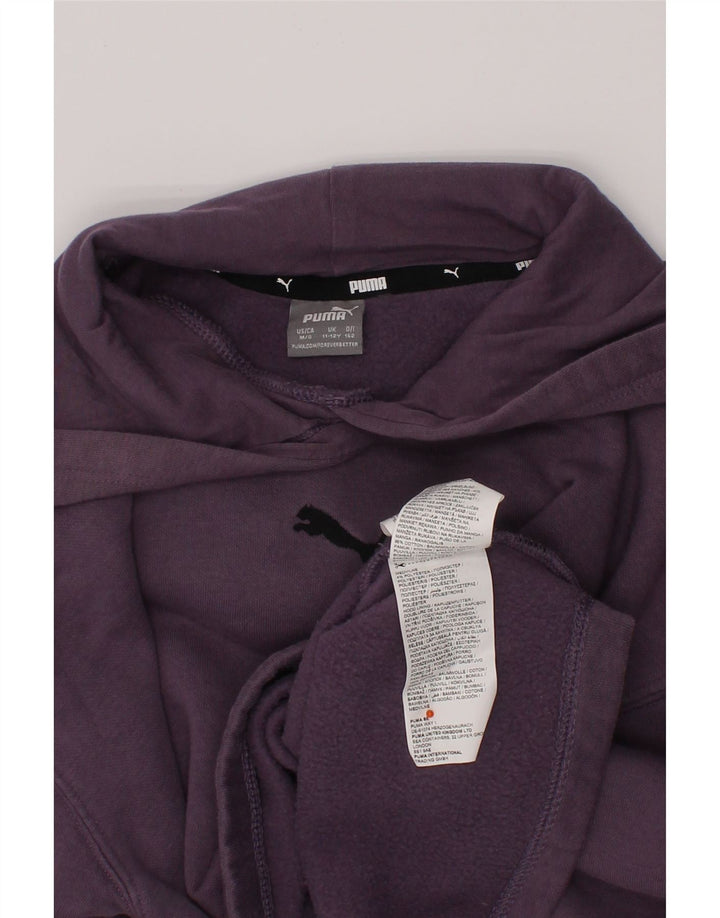 PUMA Meninas Crop Hoodie Jumper 11-12 Anos Algodão Roxo
