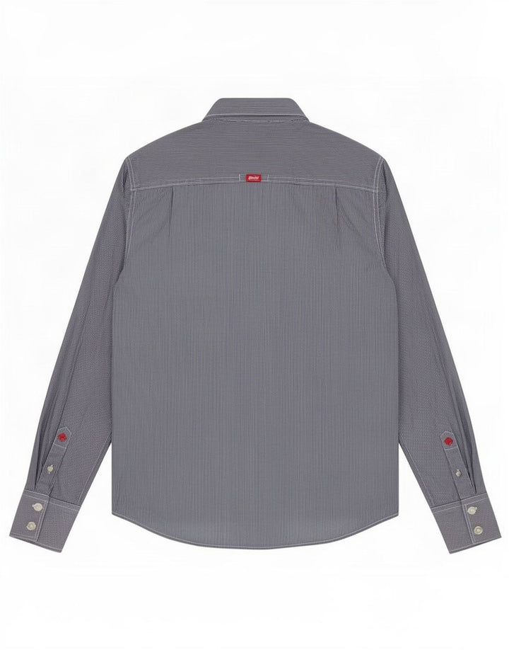 Camisa masculina Superdry média listrada azul marinho algodão
