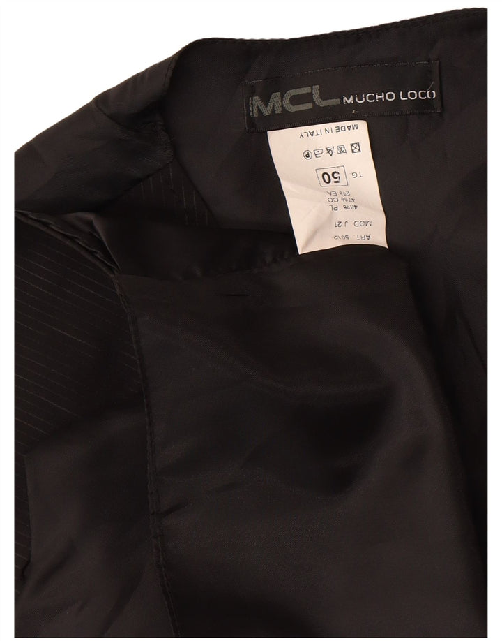 Colete masculino vintage IT 50 poliéster listrado preto médio