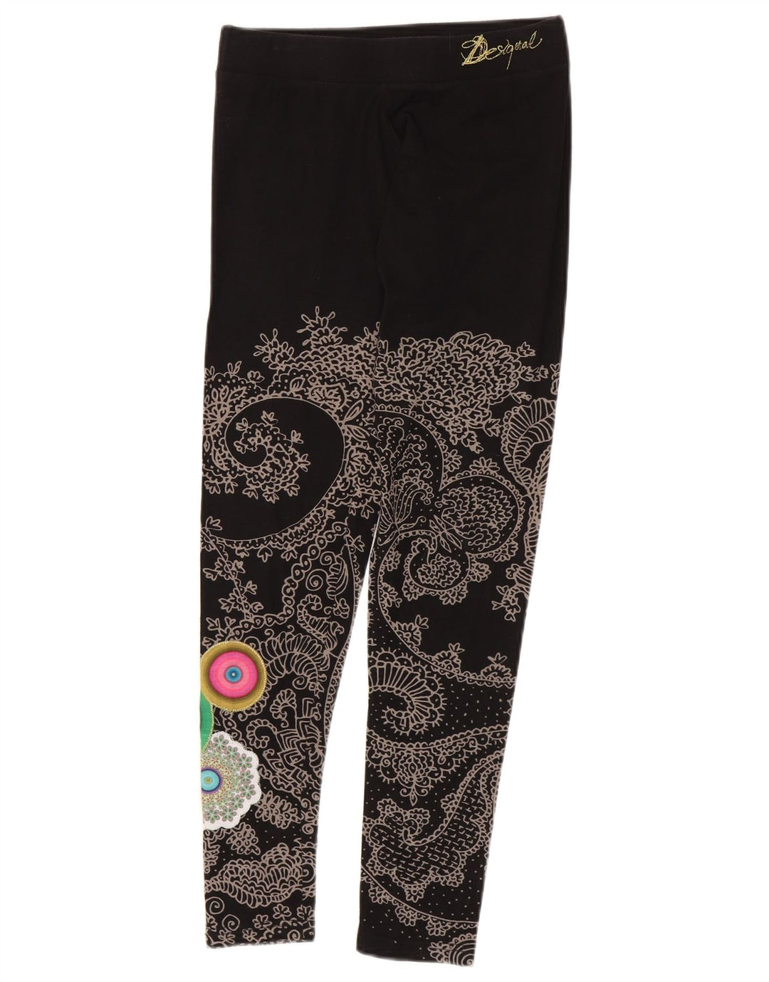 Leggings gráficas femininas Desigual UK 12 médio preto paisley