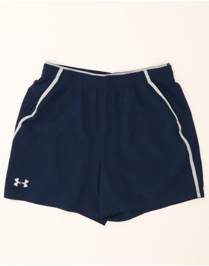 Shorts esportivos femininos Under Armour UK 16 poliéster azul marinho grande
