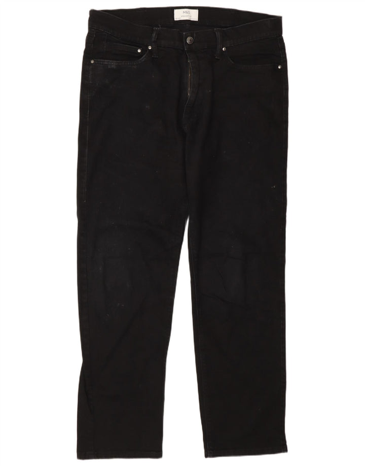 Jeans retos masculinos Marks & Spencer W36 L31 algodão preto