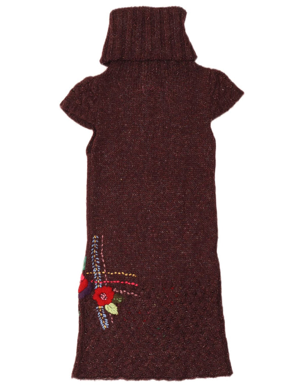 Vestido feminino Desigual com estampa gráfica UK 8 pequeno floral borgonha