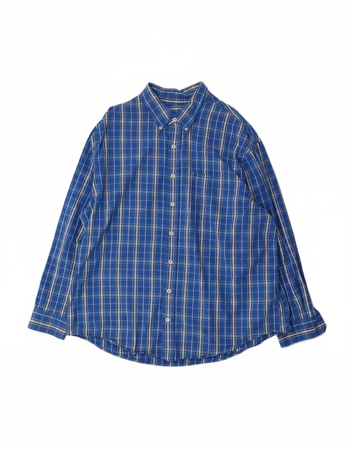 Camisa masculina grande e alta IZOD 2XL algodão xadrez azul