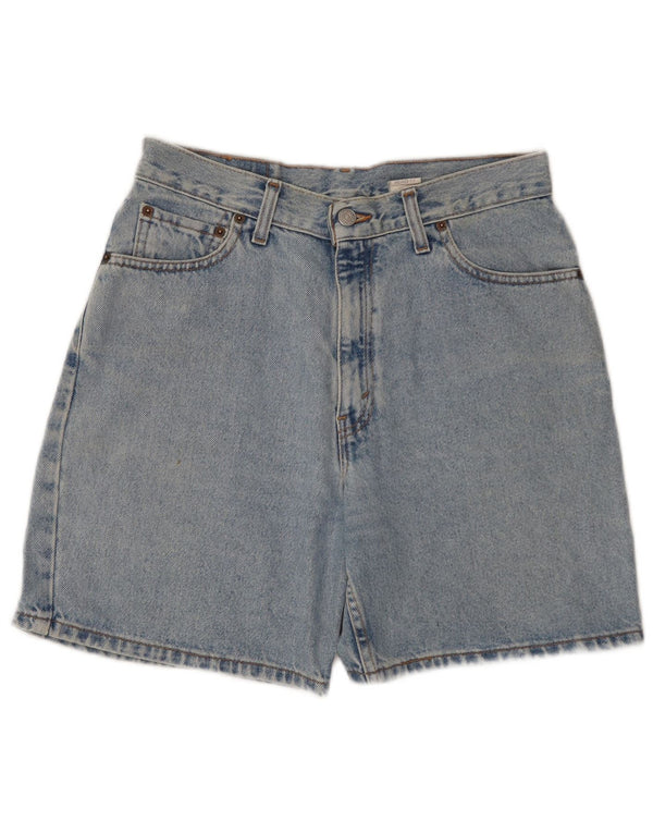 Shorts jeans feminino Levi's 550 de cintura alta e ajuste relaxado EUA 10 grande W30 azul