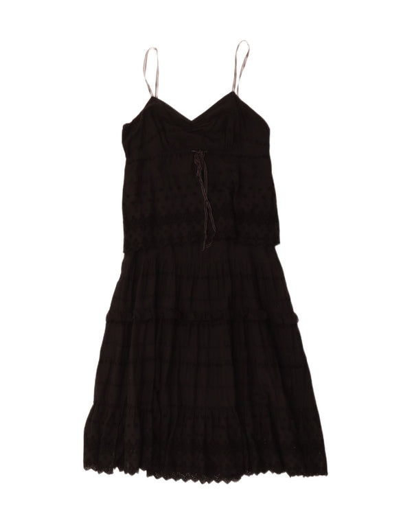 Vestido feminino Calvin Klein Jeans sem mangas evasê UK 12 algodão preto médio