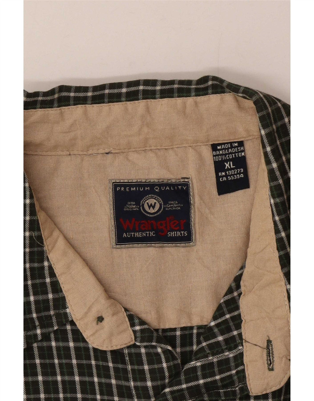 Camisa masculina de flanela Wrangler XL verde xadrez