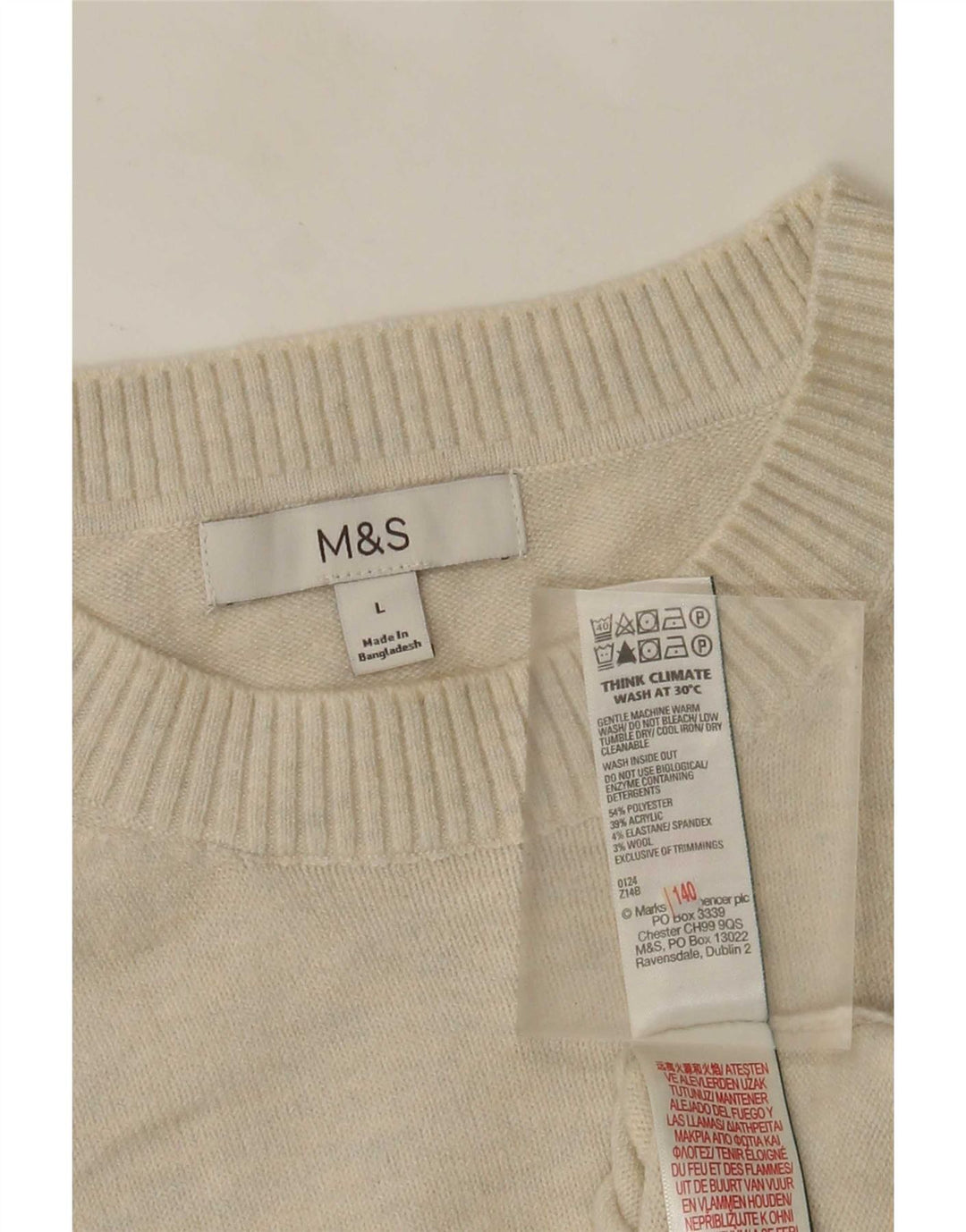 Regata feminina Marks & Spencer com colete UK 16 grande esbranquiçada manchada
