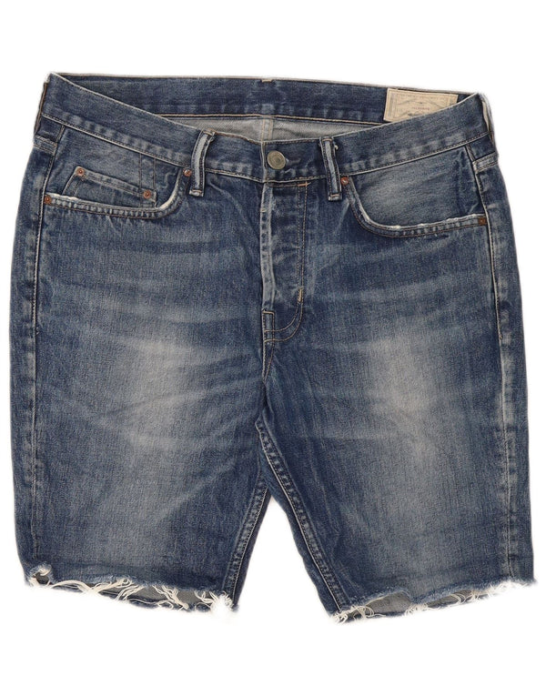 Shorts jeans All Saints feminino 607 W34 grande algodão azul