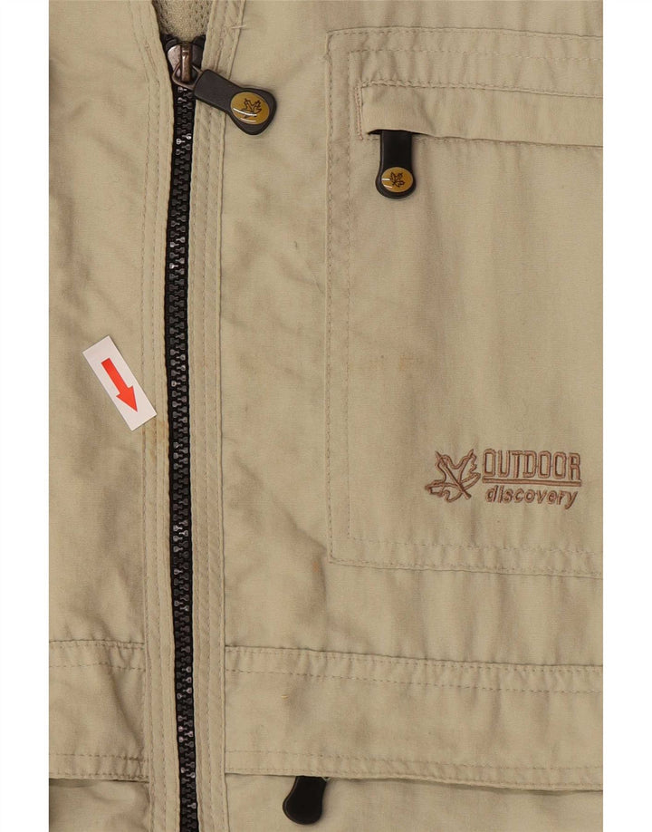 Colete utilitário masculino vintage UK 40/42 poliéster bege médio