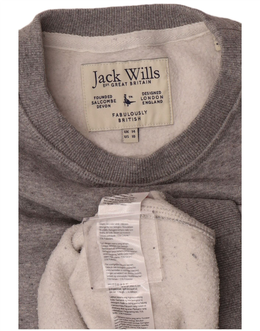 Jack Wills moletom feminino jumper UK 14 grande algodão cinza