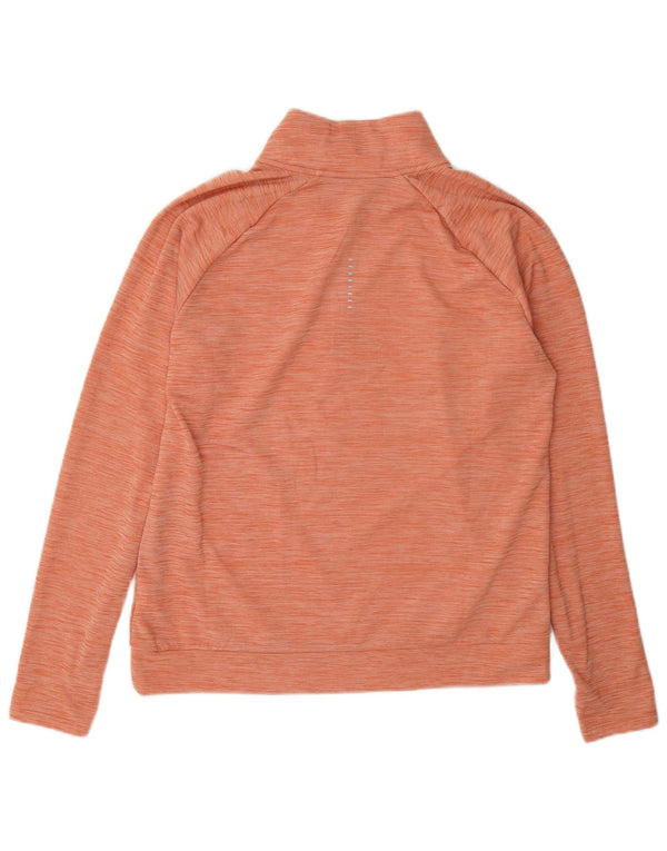 Nike Womens Dri Fit Zip Neck Moletom Jumper Reino Unido 14 Médio Laranja Flecked