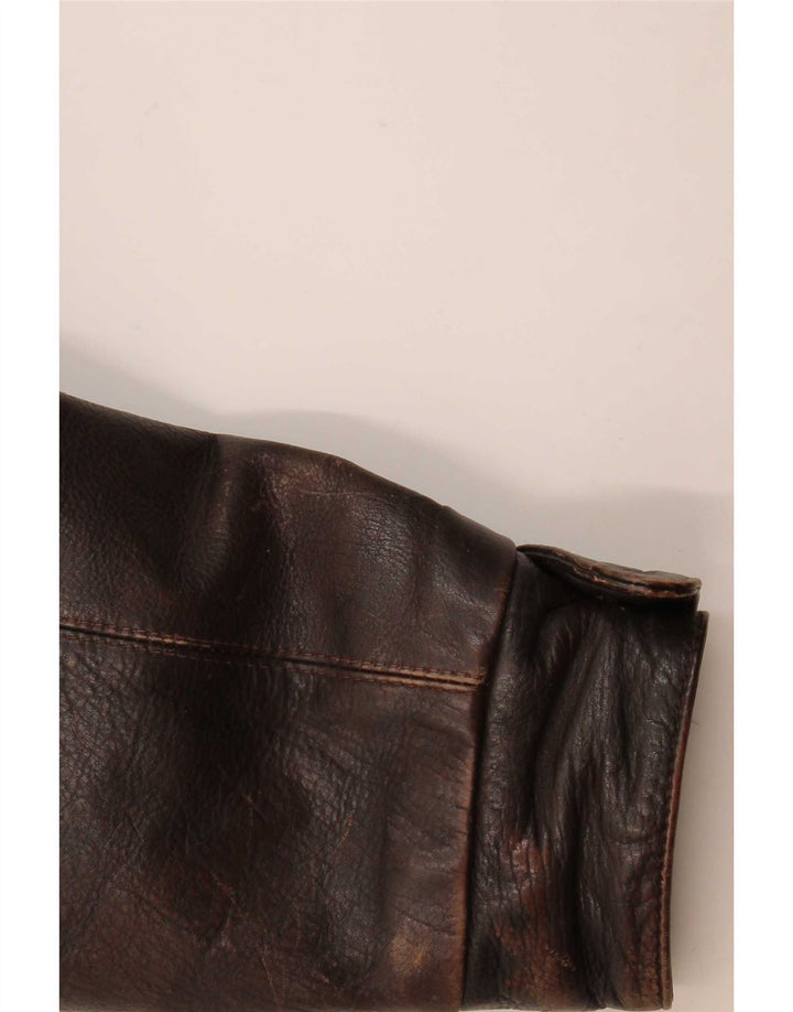 Jaqueta de couro masculina vintage IT 48 marrom médio
