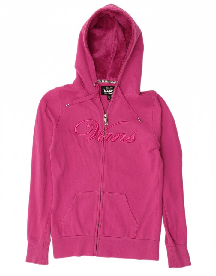 Suéter VANS feminino com capuz e zíper gráfico UK 6 XS rosa