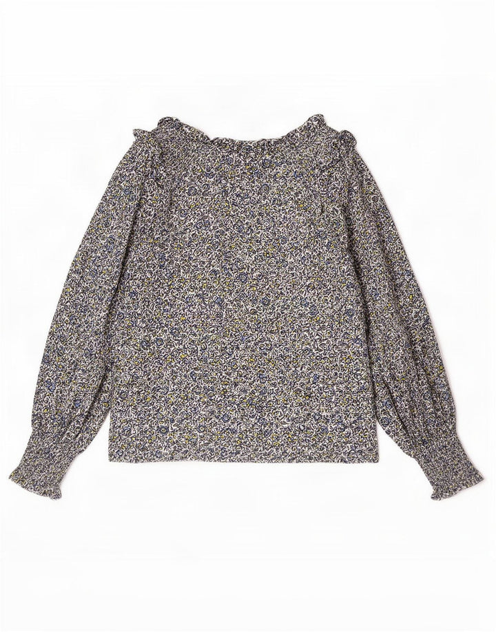Blusa feminina de manga comprida Boden UK 12 média floral multicolorida