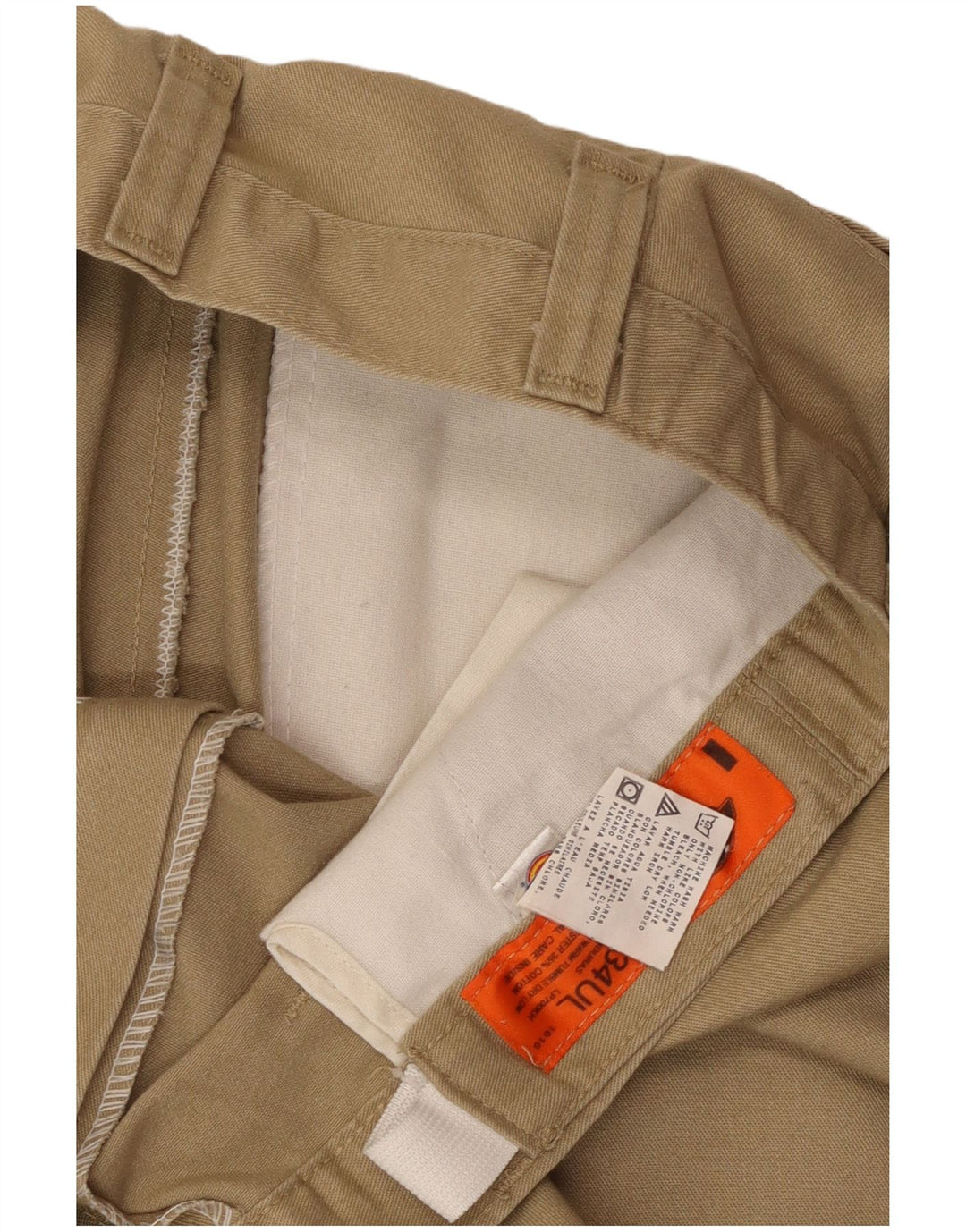 Calças cargo retas masculinas Dickies W34 L26 poliéster bege