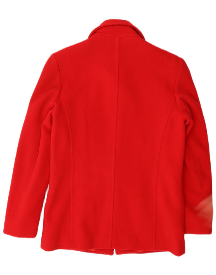 Jaqueta blazer feminina com zíper completo Kesta London Reino Unido 10 pequena lã vermelha