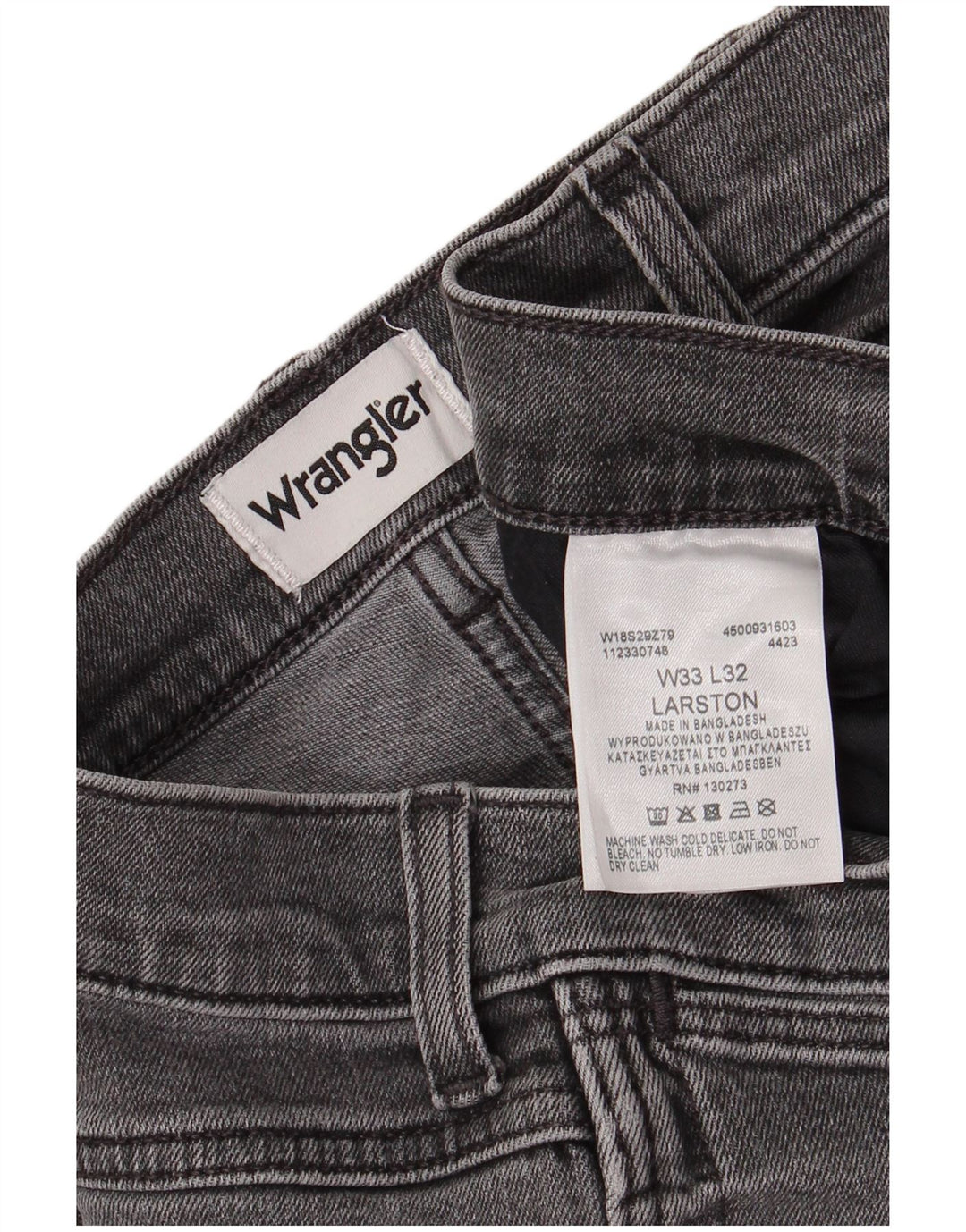 WRANGLER Masculino Larston Slim Jeans W33 L27 Algodão Cinza
