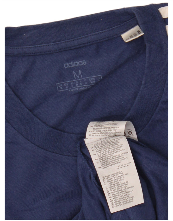 Adidas Mens Camiseta Top Médio Algodão Azul Marinho