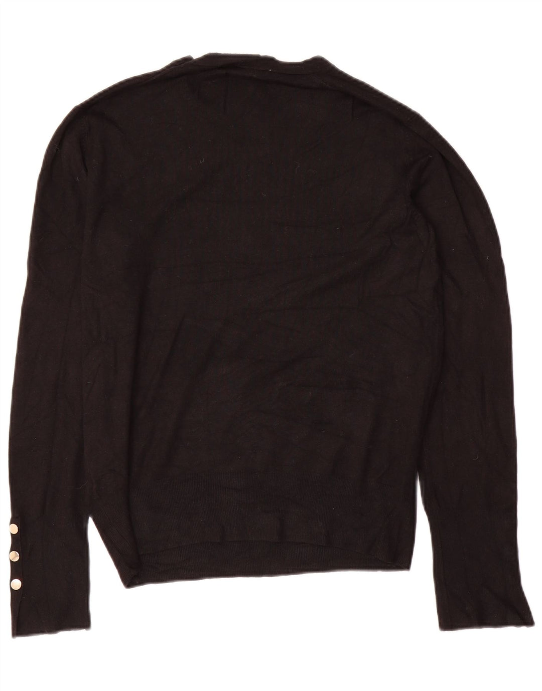 Suéter feminino Zara com gola redonda e viscose preta média UK 14