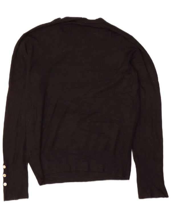 Suéter feminino Zara com gola redonda e viscose preta média UK 14