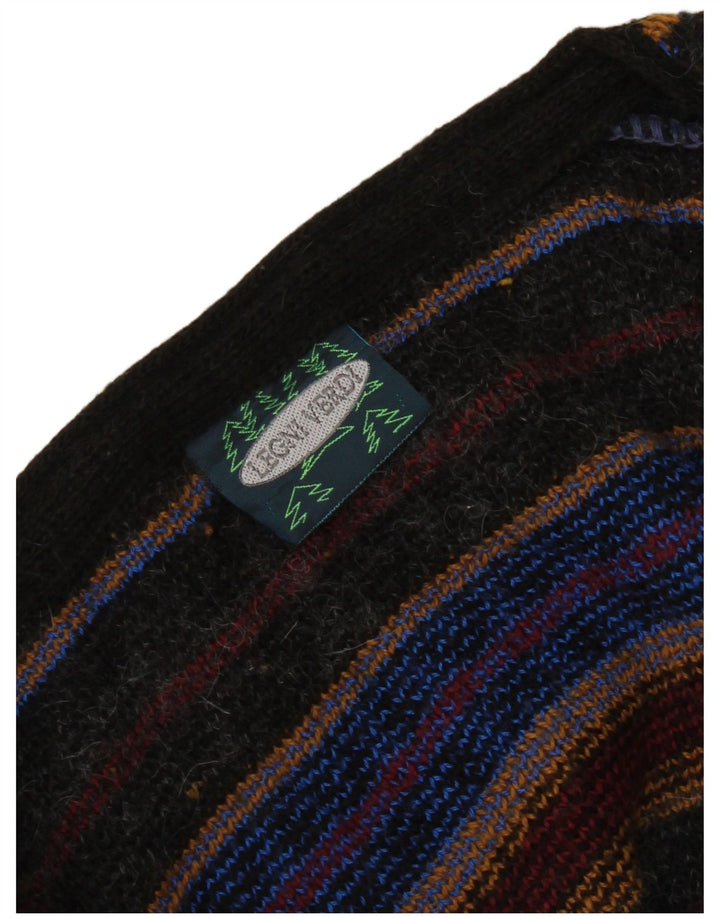Colete de malha vintage masculino grande geométrico multicolorido