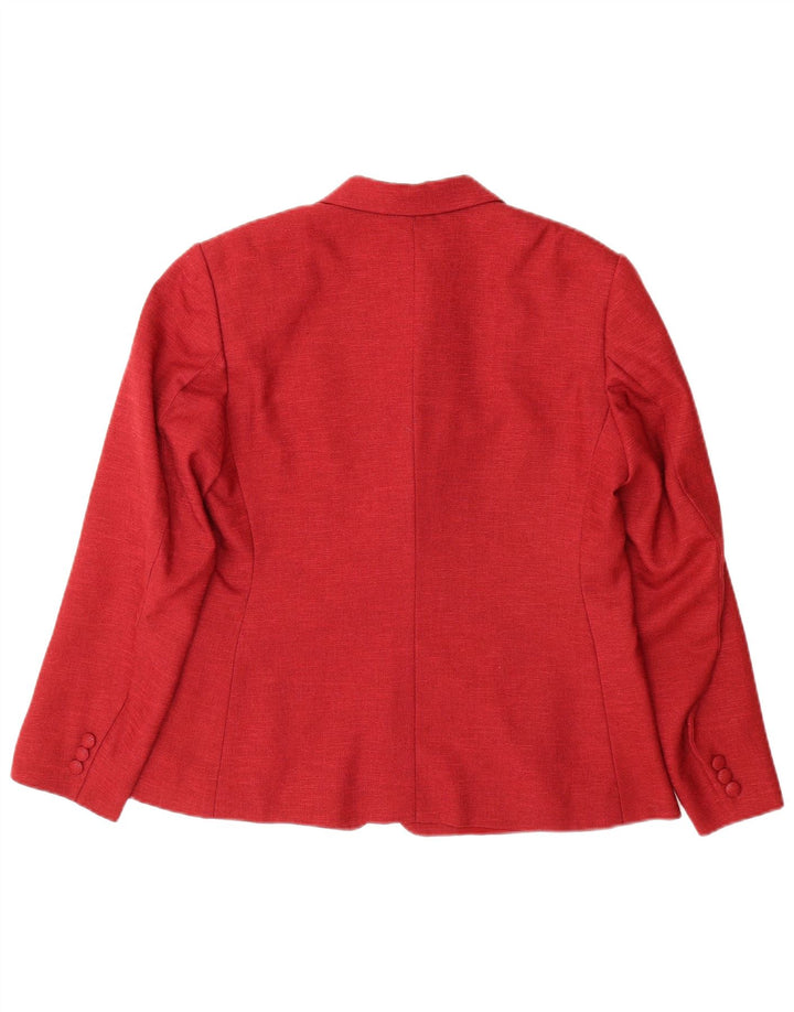 Jaqueta blazer feminina VINTAGE com 3 botões UK 14 grande vermelha manchada