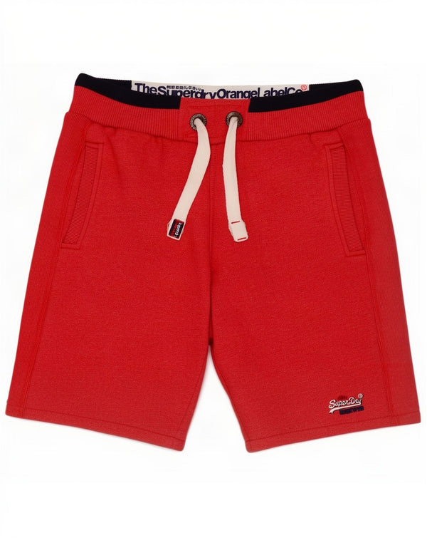 Superdry Mens Slim Fit Sport Shorts Médio Algodão Vermelho