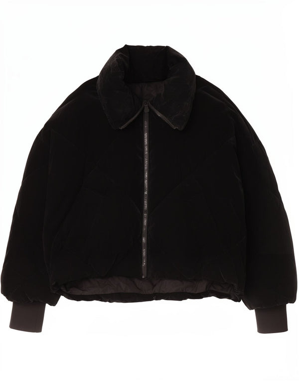 Jaqueta acolchoada superdimensionada feminina Zara UK 10 pequena poliuretano preto